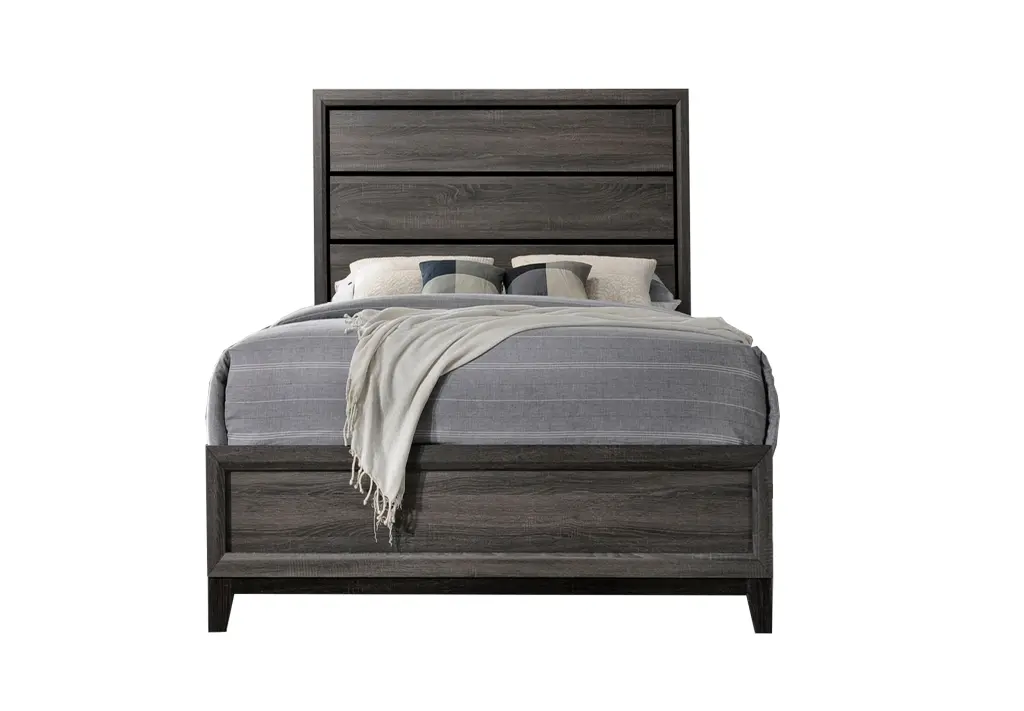 Sierra King Size Contemporary Bed Wood Gray Box Spring Required galaxy home furnishings