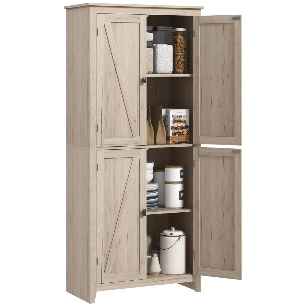 Homcom 72 Inch Freestanding 4 Door Kitchen Pantry Storage Cabinet Organizer aosom business