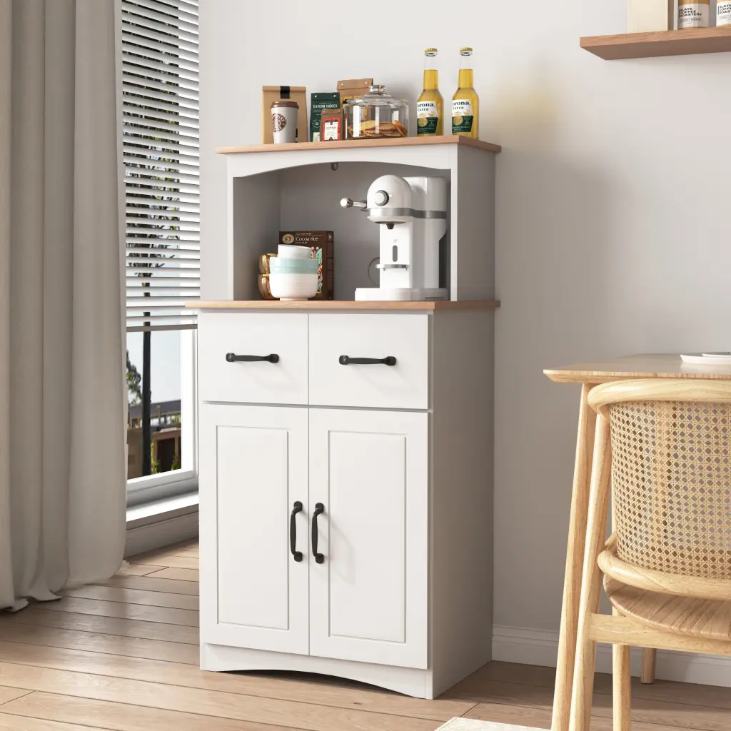 Wooden Kitchen Cabinet White Pantry Storage Microwave Cabinet Storage newmark