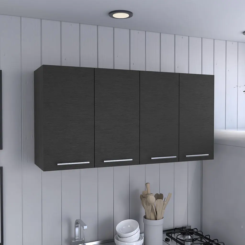 Kitchen Cabinet Durham Four Doors Black Wengue Finish Black Particle treevol furniture