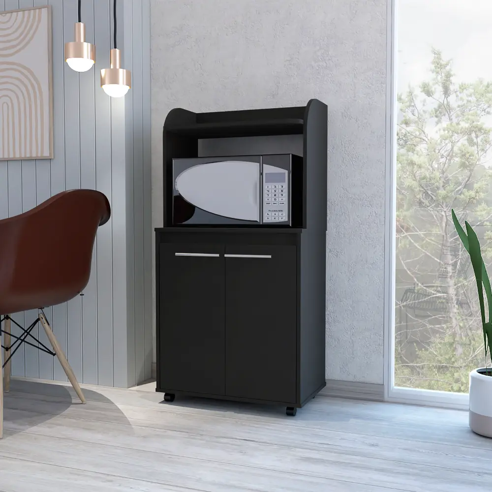 49 Inch Kitchen Cart Two Door Cabinet and Open Shelves depot e-shop