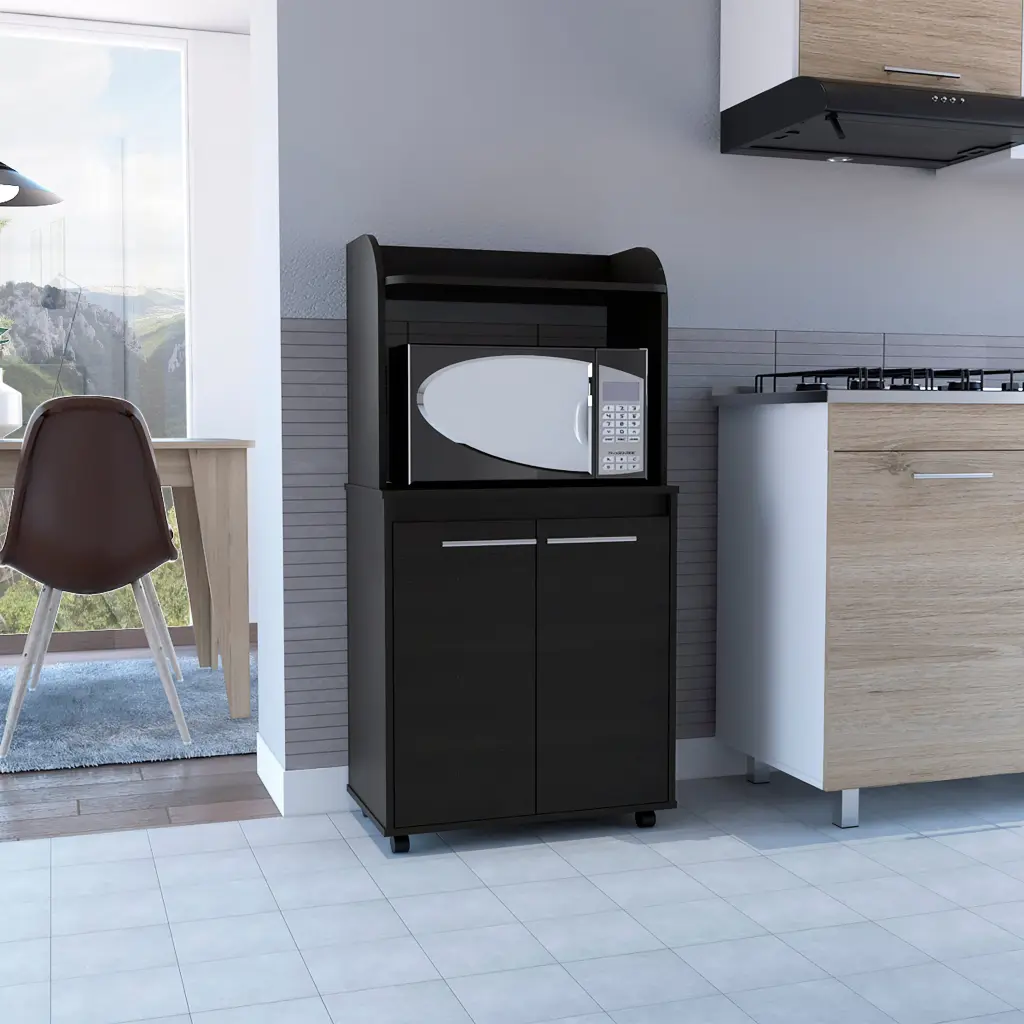 Kira Kitchen Kart Double Door Cabinet Open Shelf And Two Interior Shelves rta mubles colombia