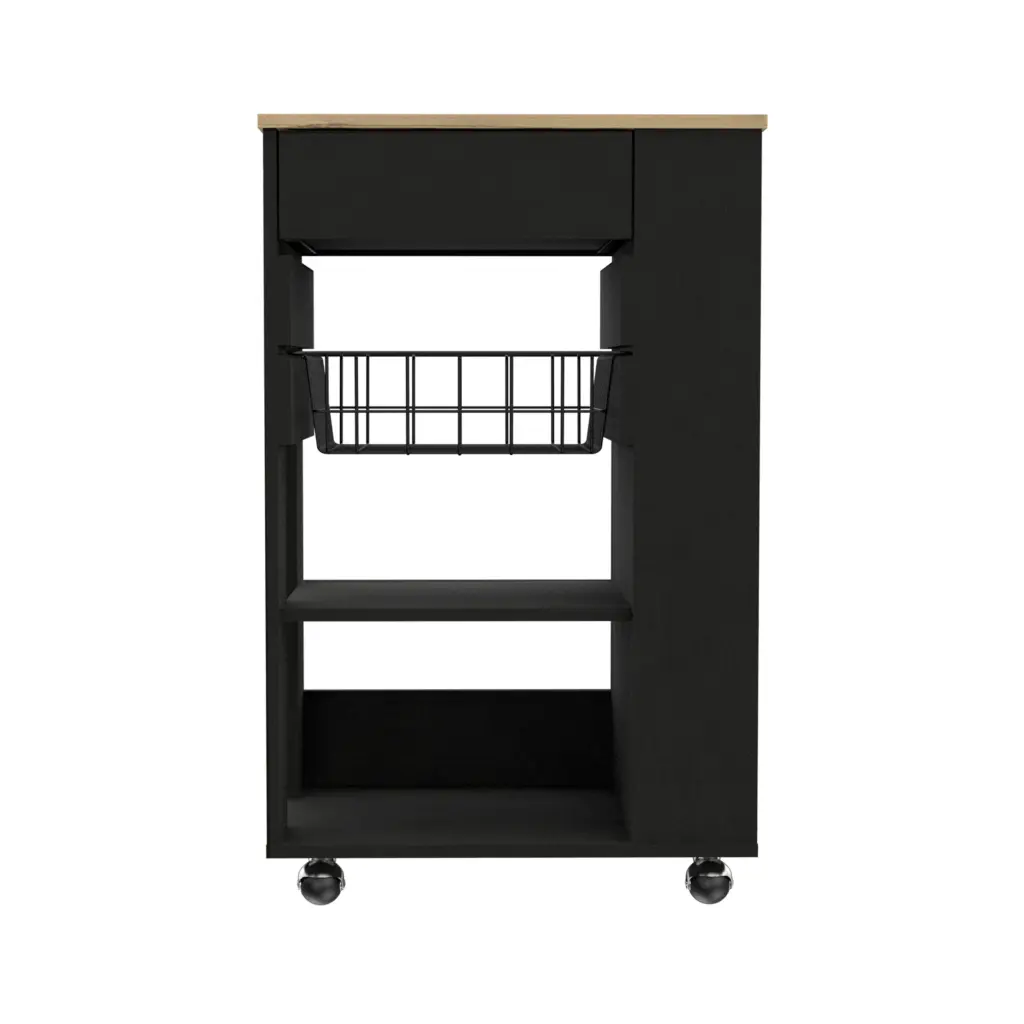 Kitchen Cart Sonex Black Light Oak Particle Board treevol furniture