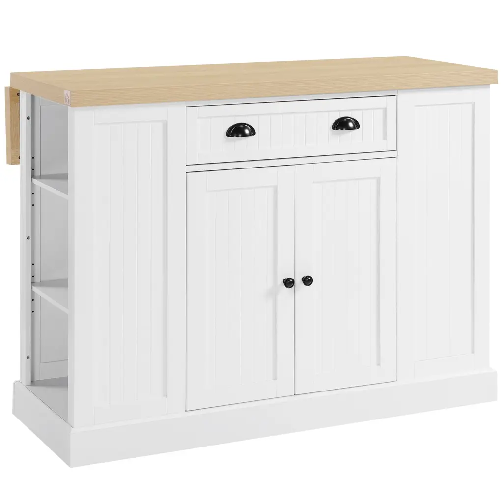 Homcom 47 Inch Fluted Style Wooden Kitchen Island Countertop Storage aosom business