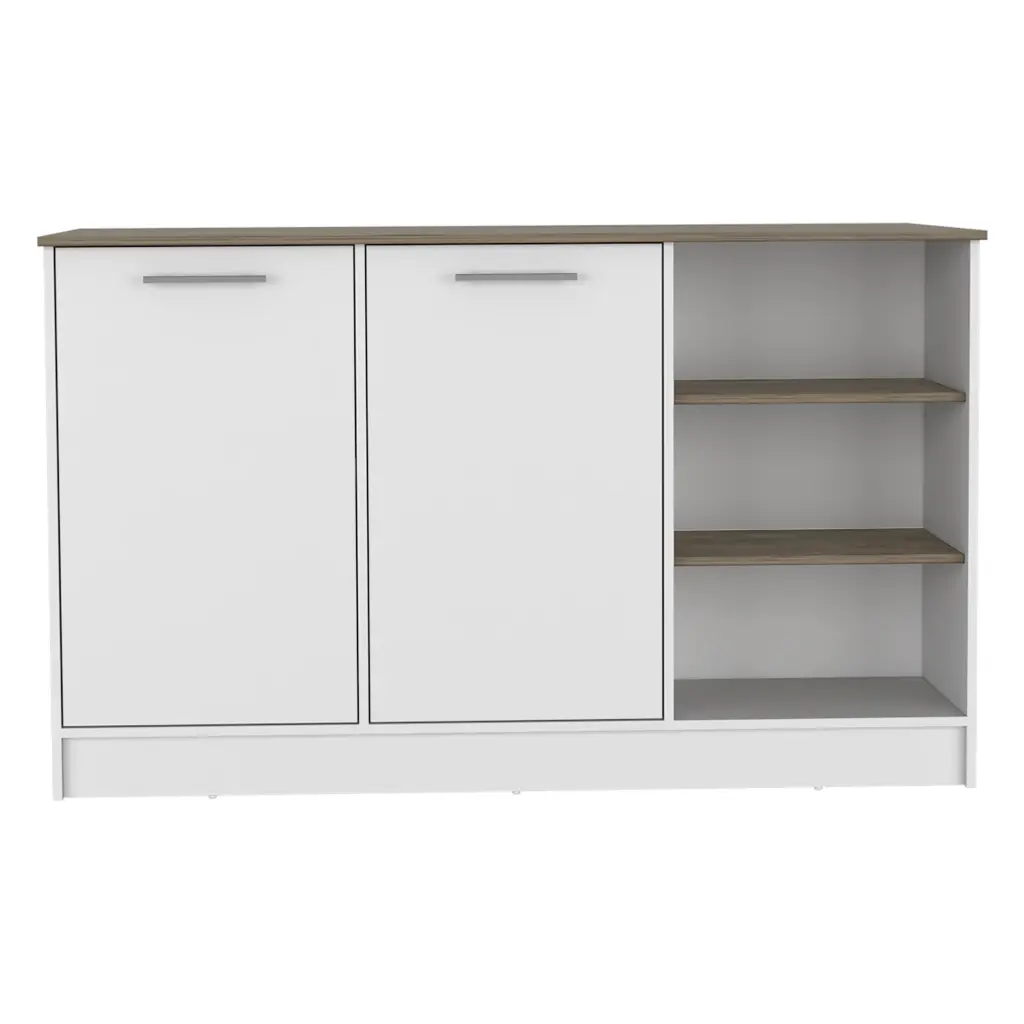 Kitchen Island Teramo White and Dark Brown Particle Board treevol furniture