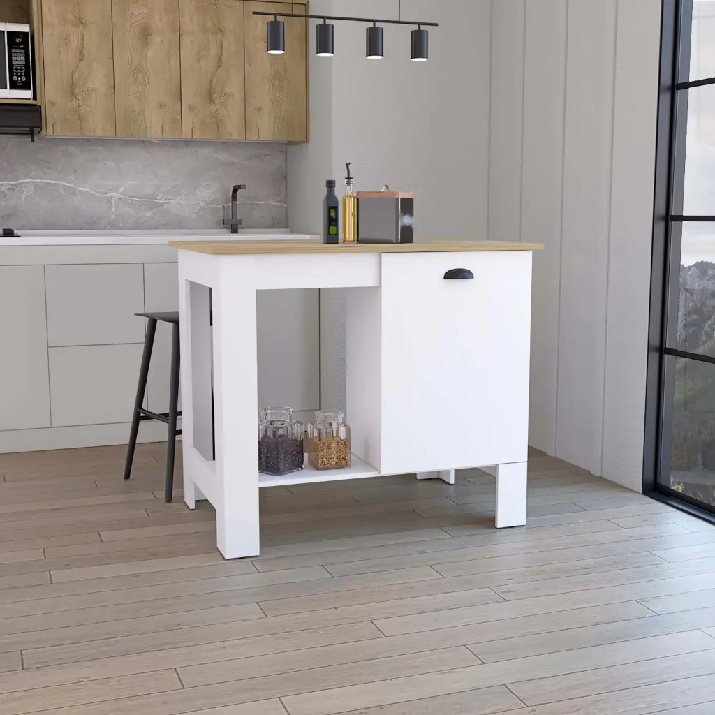 Kitchen Island 35 H One Storage Cabinet Door Two Internal Shelves depot e-shop