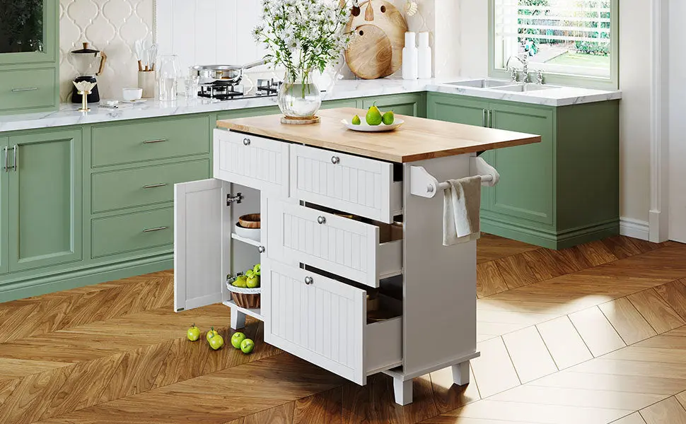 Farmhouse Kitchen Island Set Drop Leaf and 2 Seatings, Dining Table Small Spaces topmax