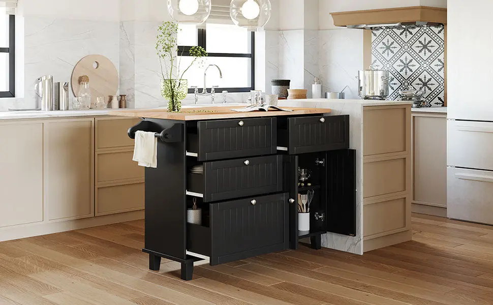 Farmhouse Kitchen Island Set Drop Leaf and 2 Seatings Dining topmax