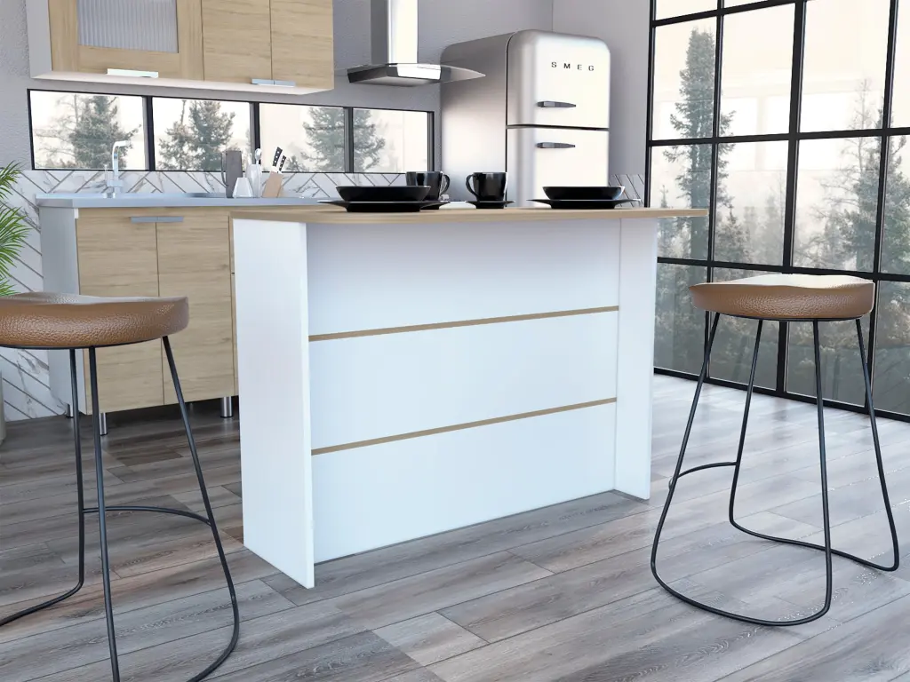 Fendi Kitchen Island Large Workstation and 2 Tier Shelf tuhome