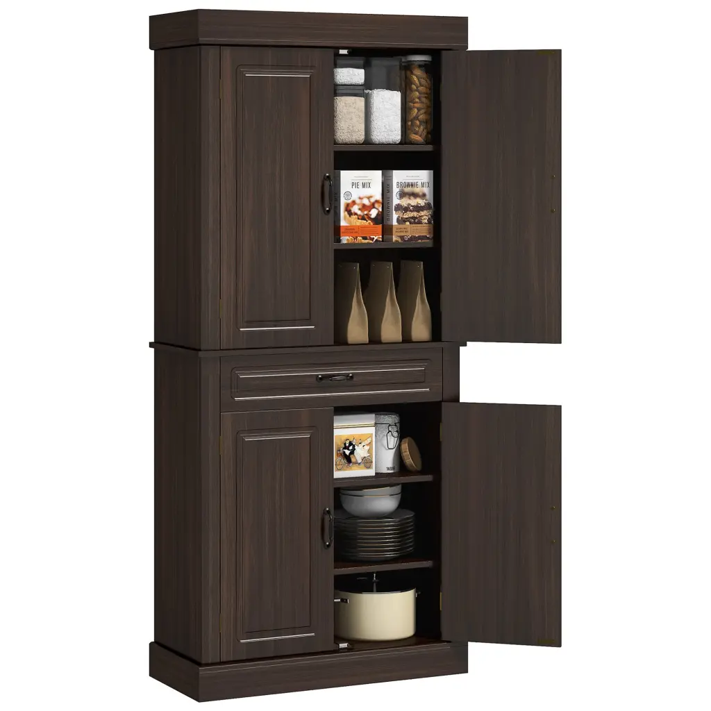 Homcom 71 Inch Freestanding Kitchen Pantry 4 Doors and 2 Large Cabinets aosom business
