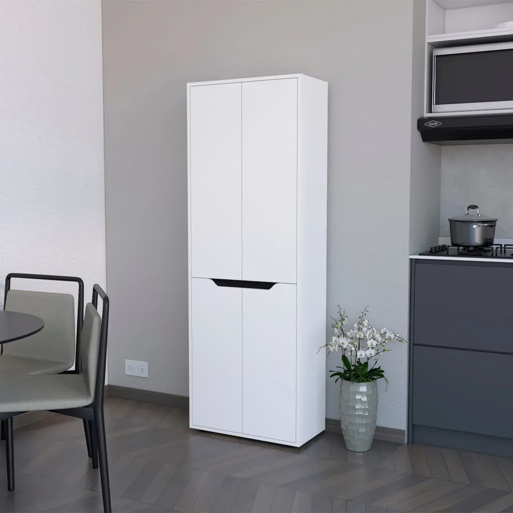 White 5 Shelf Kitchen Pantry - Wooden Shelving Unit Organized Storage furniture max