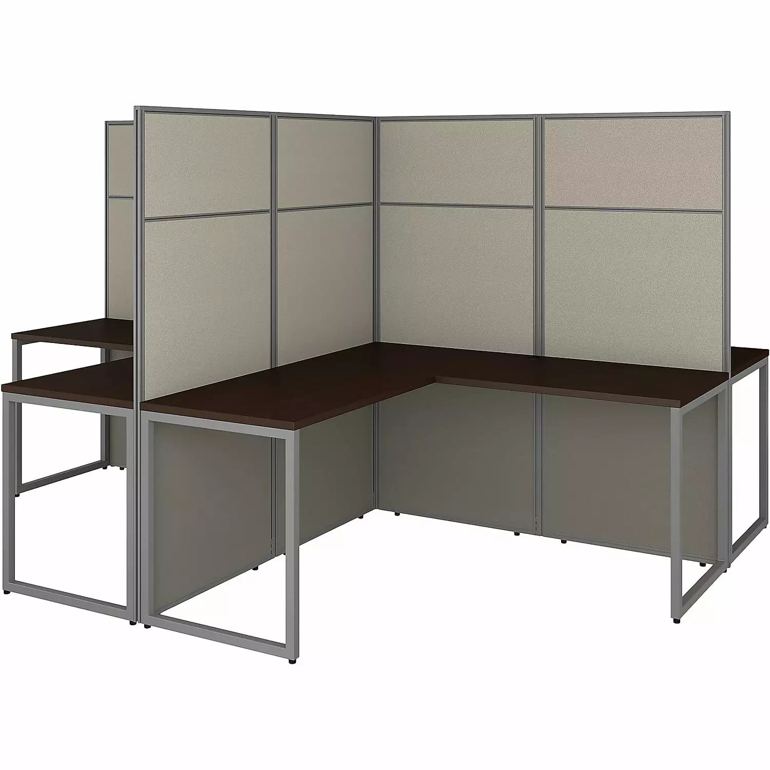 Bush Business Furniture Easy Office 4 Person L Shaped Cubicle 66H Panels BBF