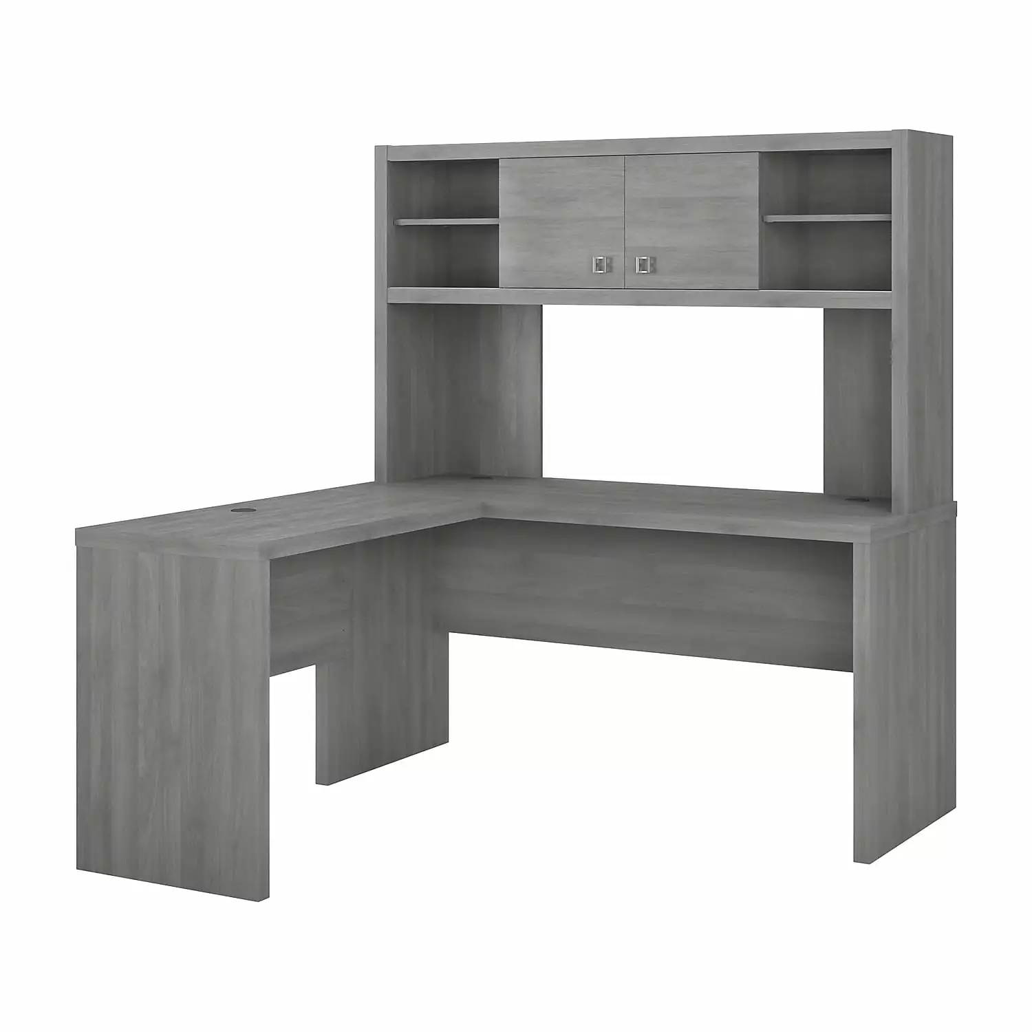 Echo L Shaped Desk Hutch Modern Gray - Engineered Wood Office Furniture Bush Business Furniture