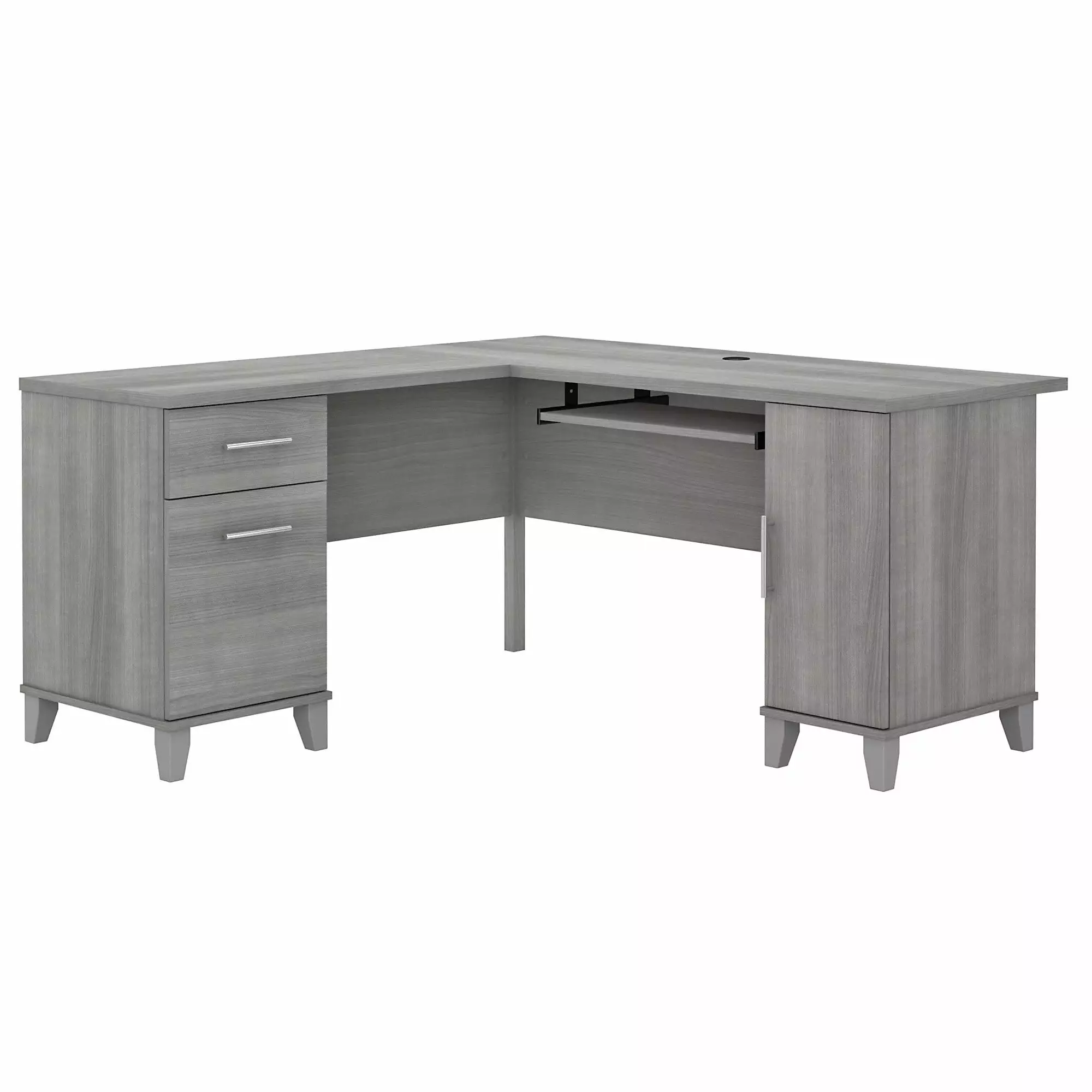 Bush Furniture Somerset 60 L Shaped Desk Storage Platinum Gray Office Workstation