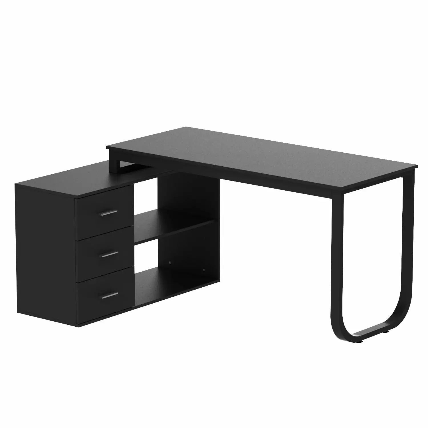 AIEGLE L Shaped Desk 3 Drawers and Shelves Hutch Home Office White