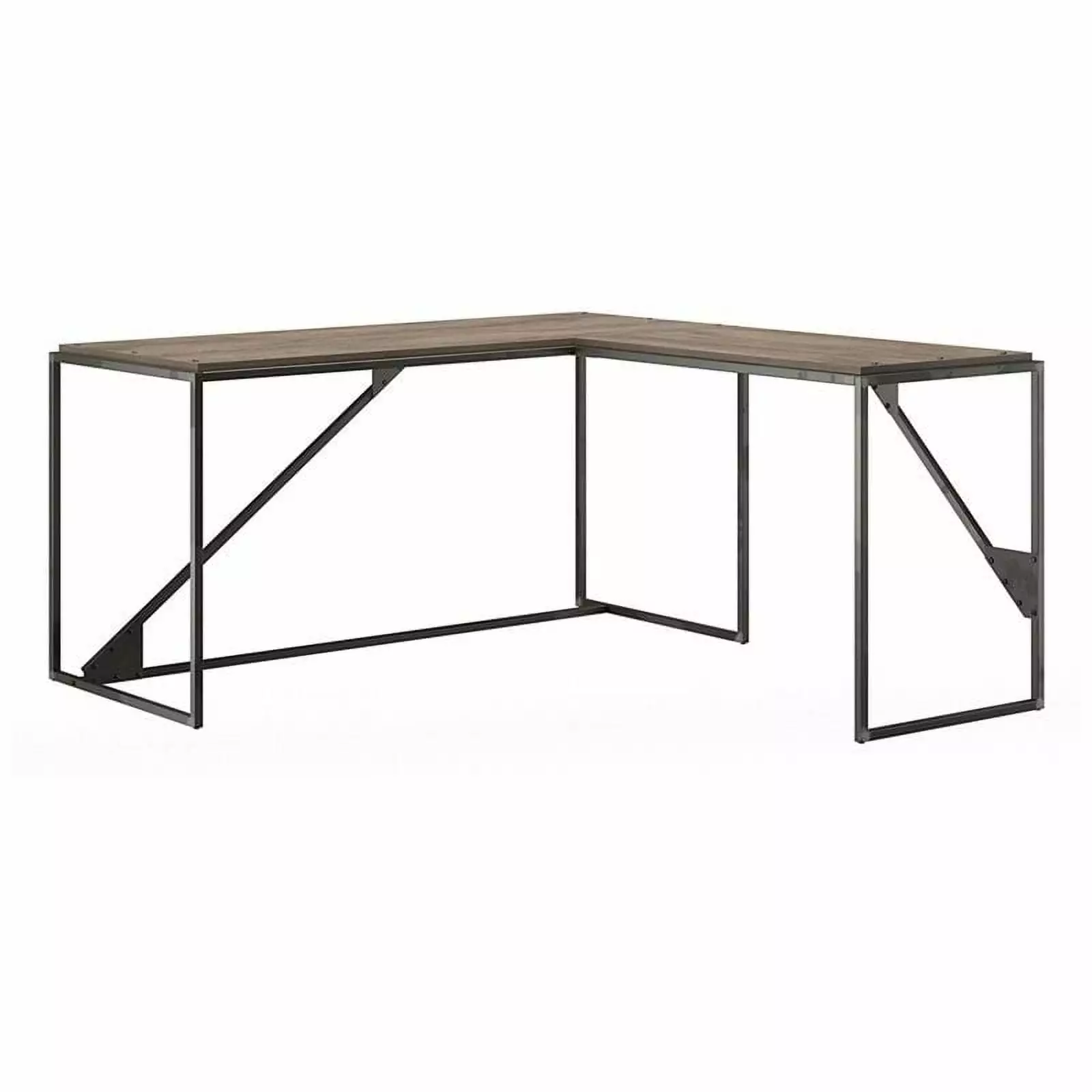 Atlin Designs 62W L Shaped Industrial Desk Rustic Gray Return