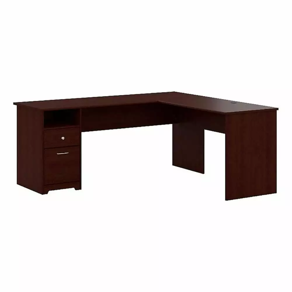 Atlin Designs 72 Contemporary Wood L Shaped Drawers Computer Desk Cherry Compact Workspace