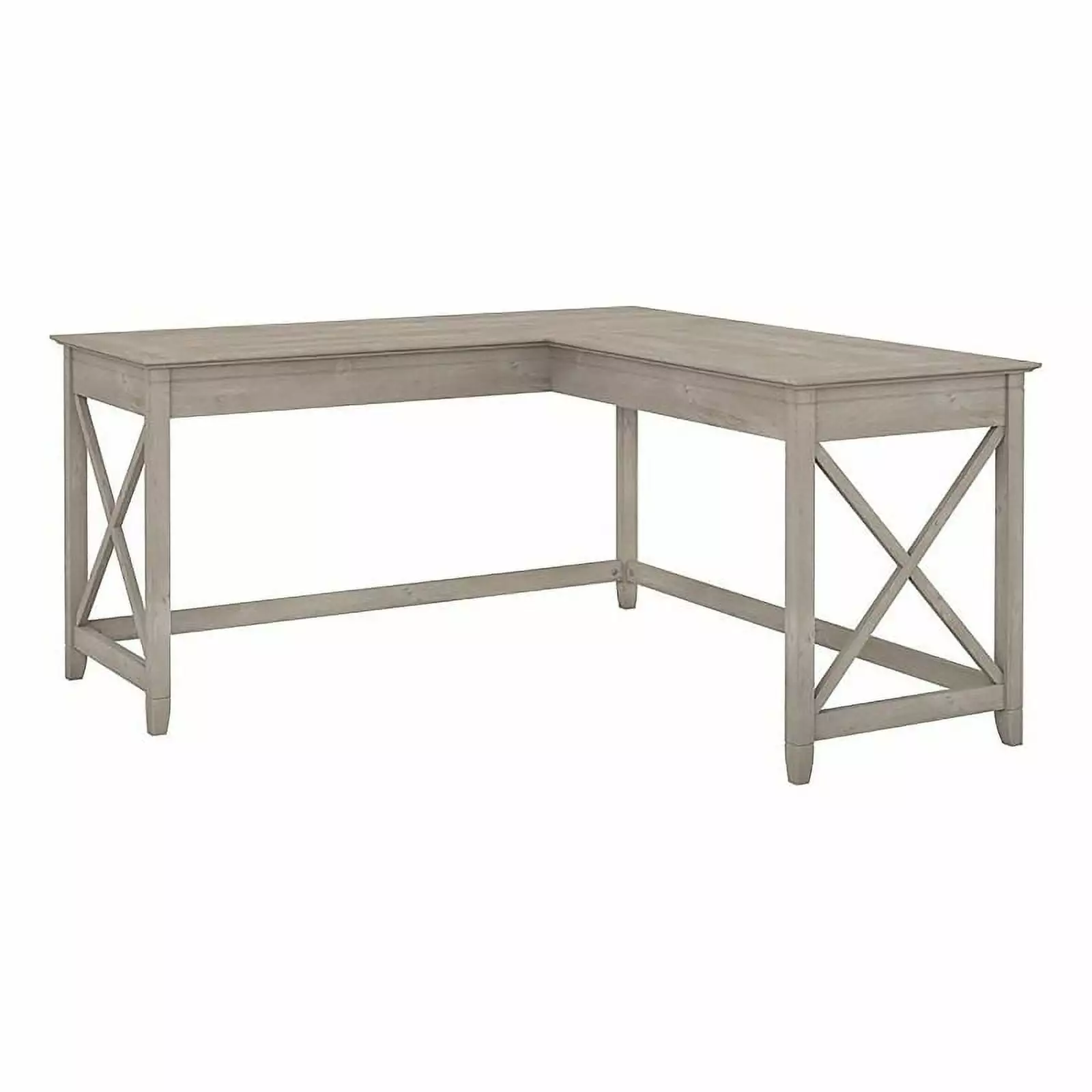 Atlin Designs 60 Inch L-Shaped Engineered Wood Desk - Washed Gray Home Office Workstation