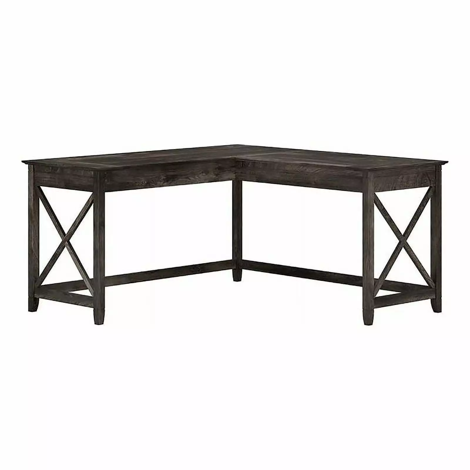 Atlin Designs L Shaped Farmhouse Wood Desk Dark Gray Hickory