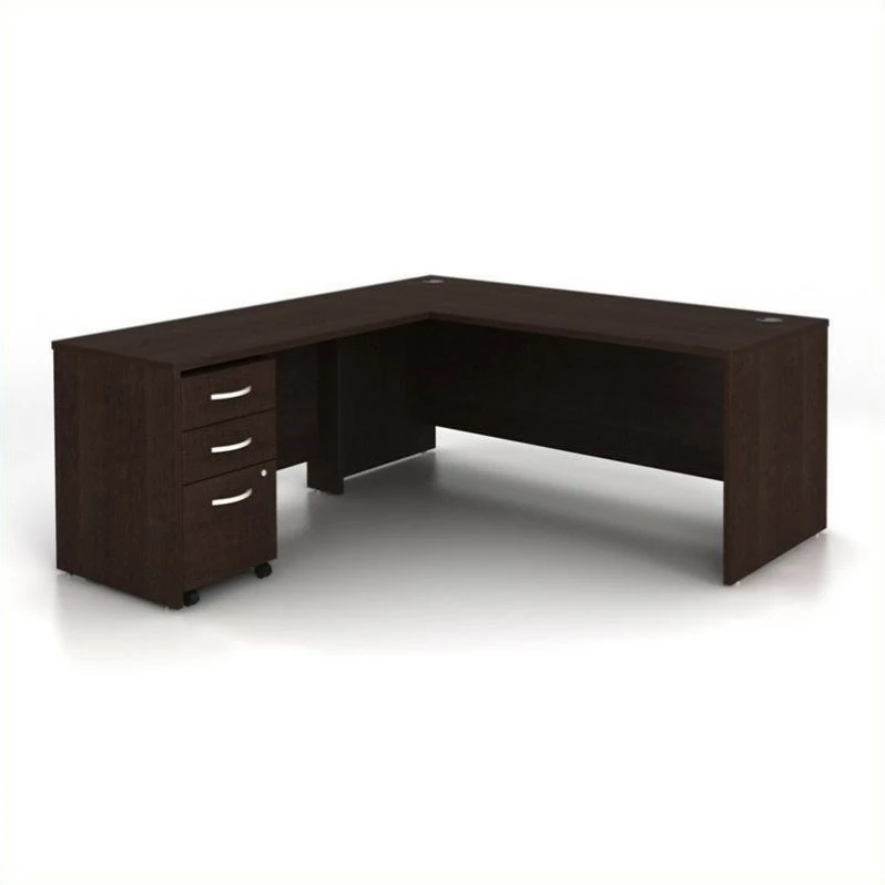 Bush Business Furniture Series C 3-Piece L-Shape Computer Desk Mocha Cherry BBF