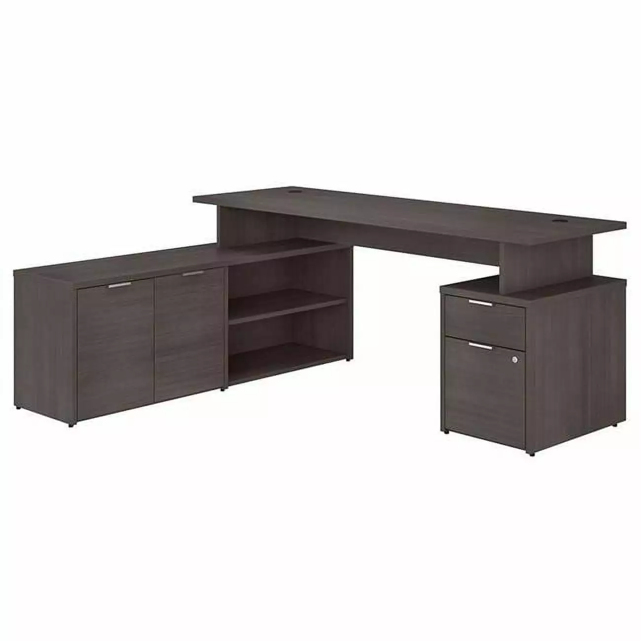 Bush Jamestown 72W L Shaped Desk Drawers Gray - Engineered Wood Office Desk BBF