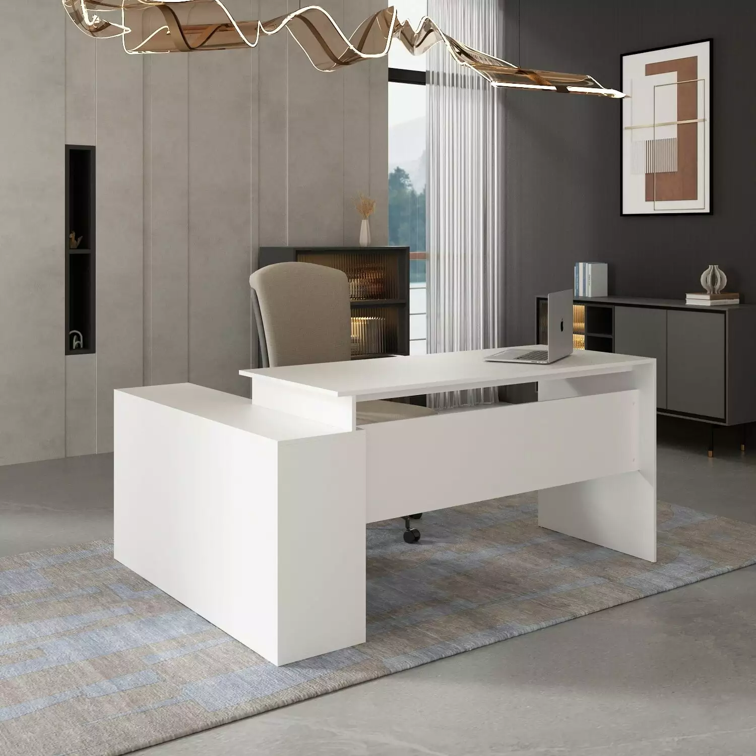 Timechee Office Computer Desk L Shaped Corner Desk Drawers Shelves Bed Bath & Beyond