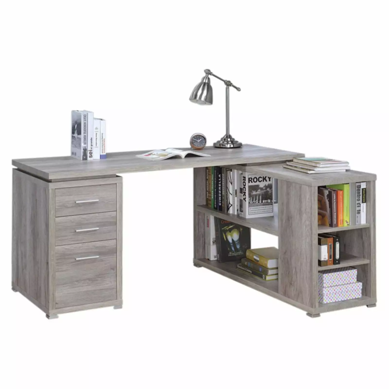 BenJara Contemporary Style L Shaped Office Desk Gray Modern Workspaces Benzara