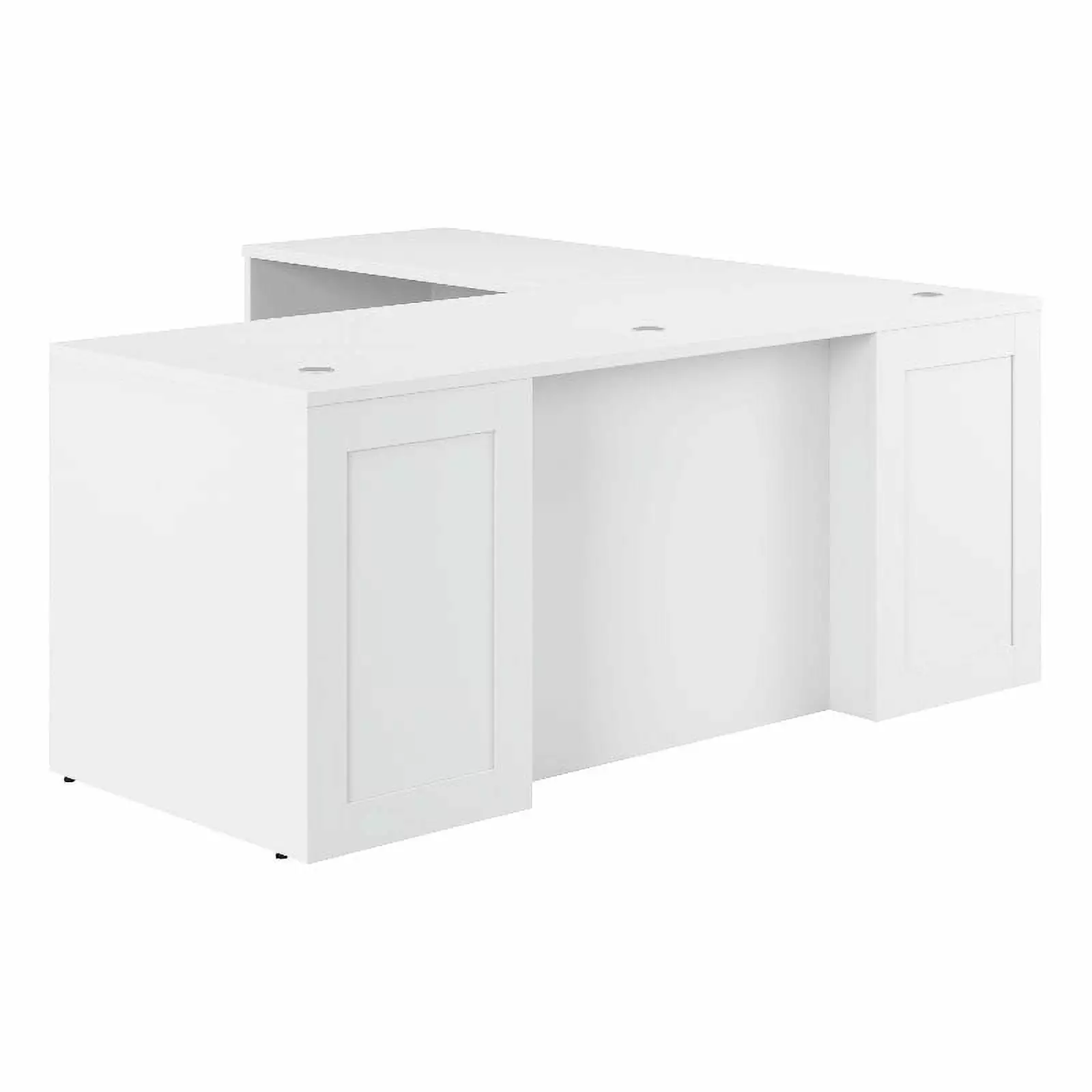 Bowery Hill 72W x 30D White Engineered Wood Executive L-Shaped Desk - Space Saving Office Desk