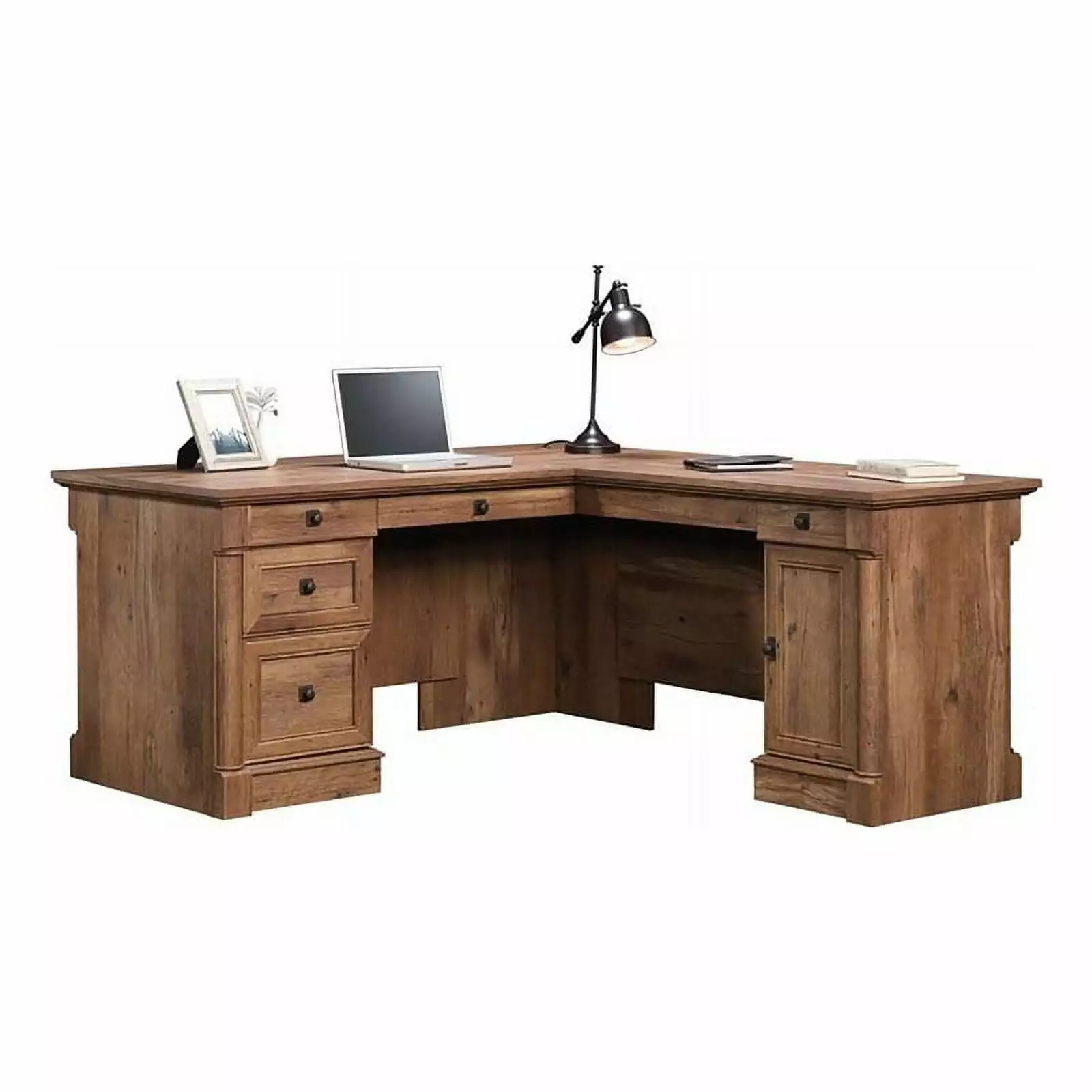 Bowery Hill Contemporary Wood L-Shape Computer Desk Vintage Oak