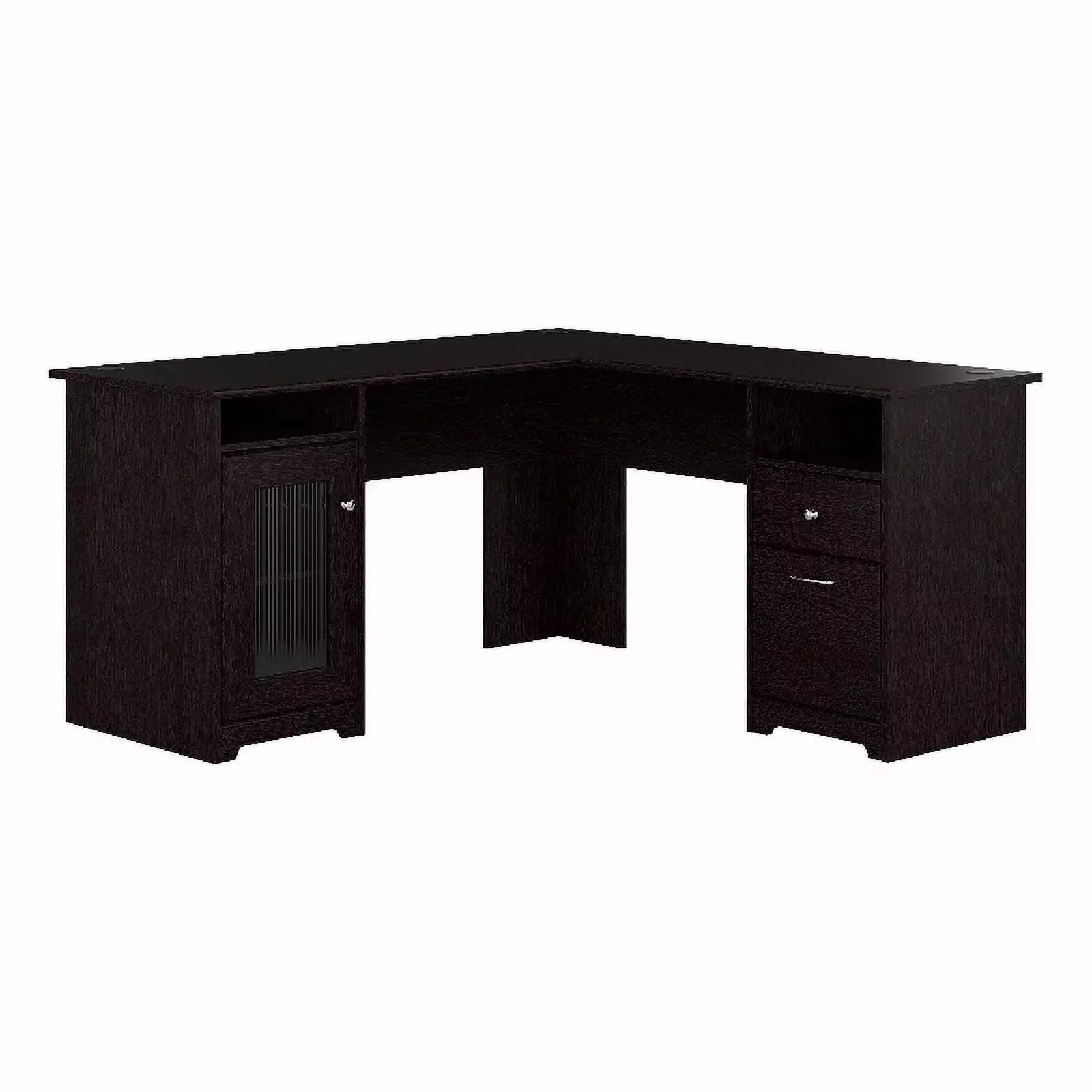 Bowery Hill Engineered Wood 60W L Shaped Computer Desk Storage Espresso