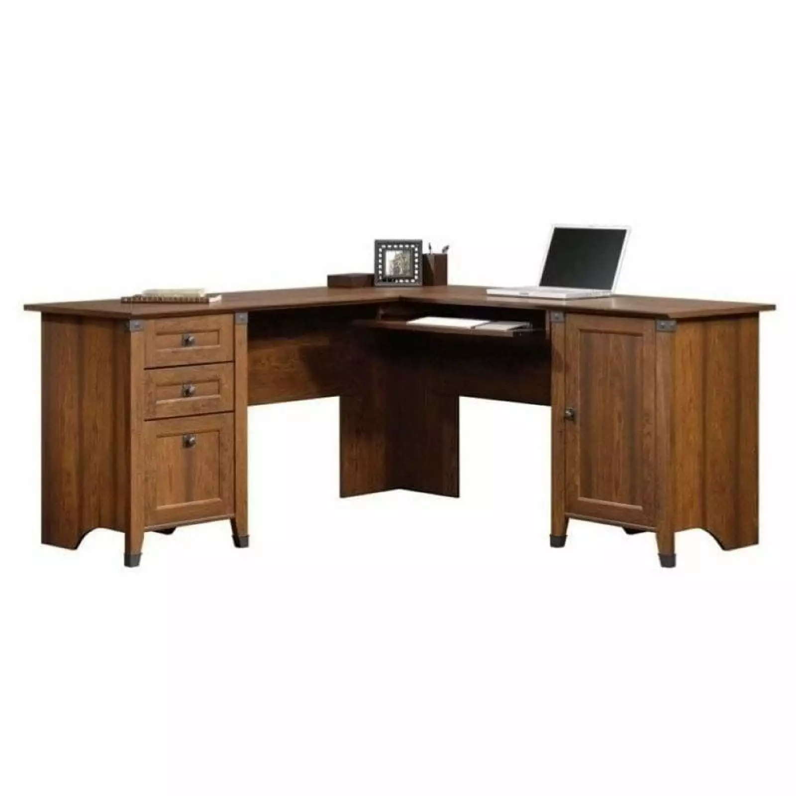 Bowery Hill L-Shaped Home Office Computer Desk Washington Cherry - Stylish Workspace