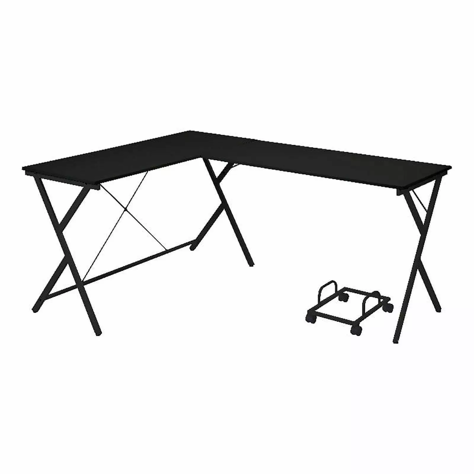 Bowery Hill Modern Wood Metal L-Shaped Computer Desk Black Home Office Desk