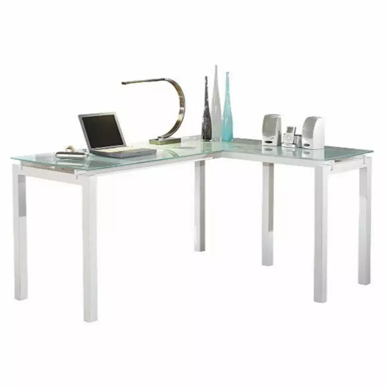 Bowery Hill Signature Design L Shaped Desk White - Modern Home Office Workstation