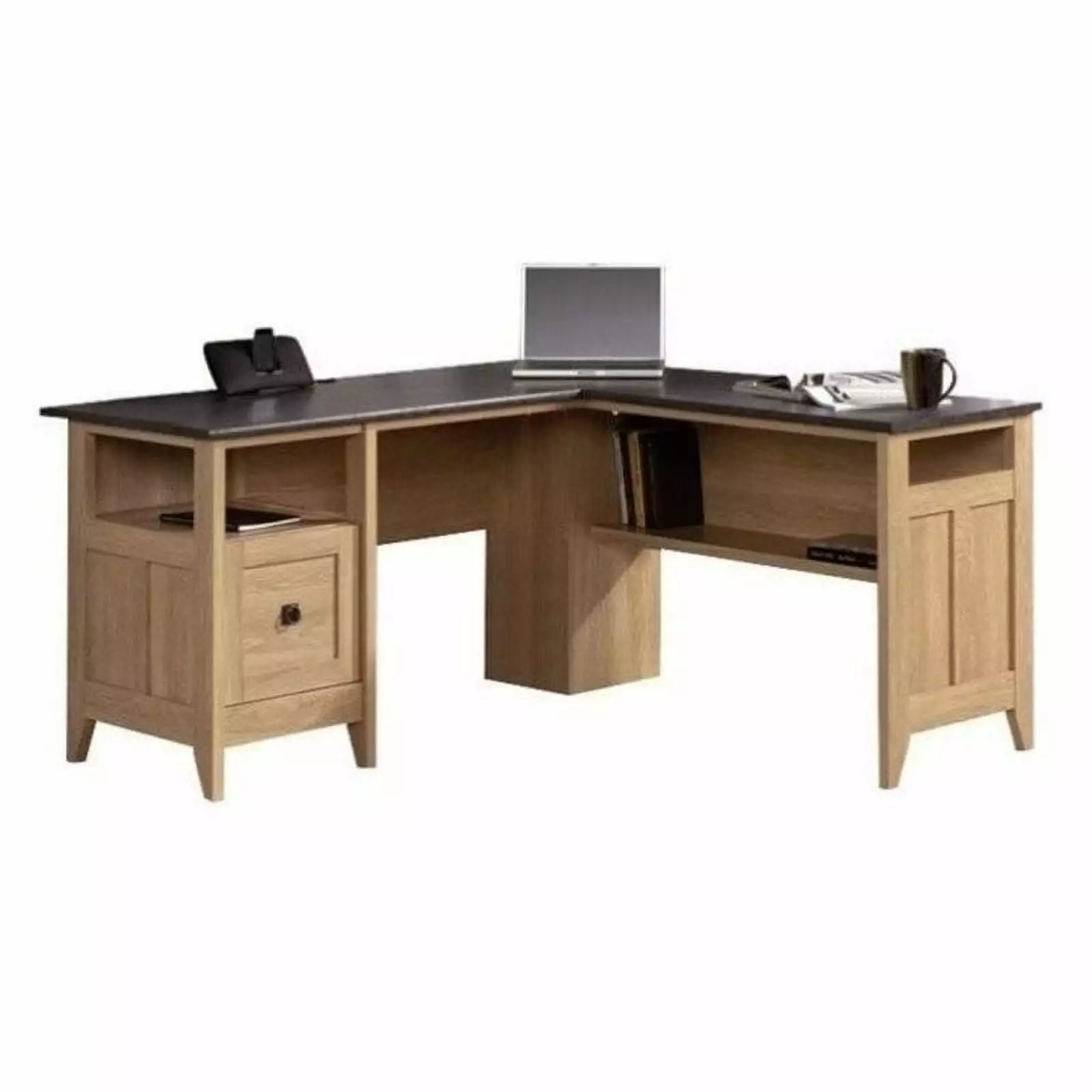 Bowery Hill Transitional Wood Home Office L-Shaped Corner Computer Desk Dover Oak