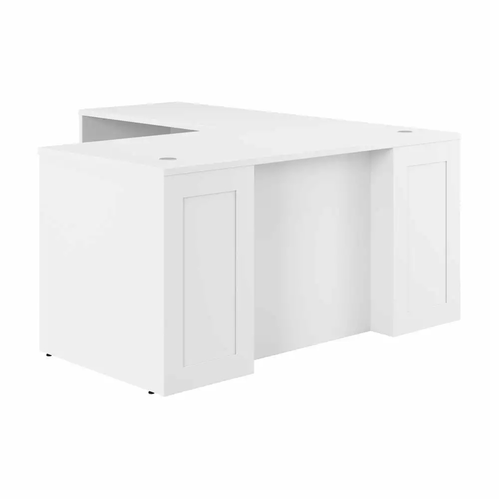Hampton Heights 60W x 30D Executive L-Shaped Desk White Engineered Wood Bush Business Furniture