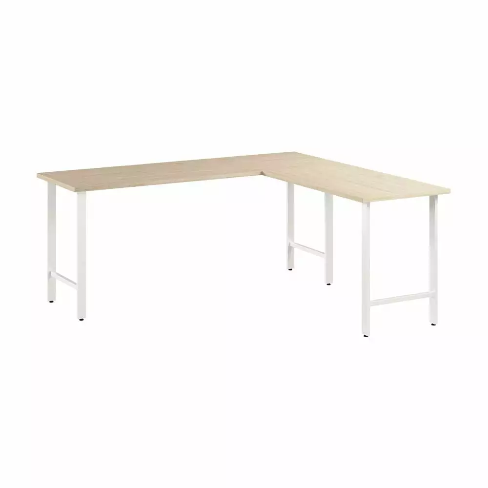 Hustle 72W x 24D L Shaped Computer Desk Natural Elm Engineered Wood Office Desk Bush Business Furniture