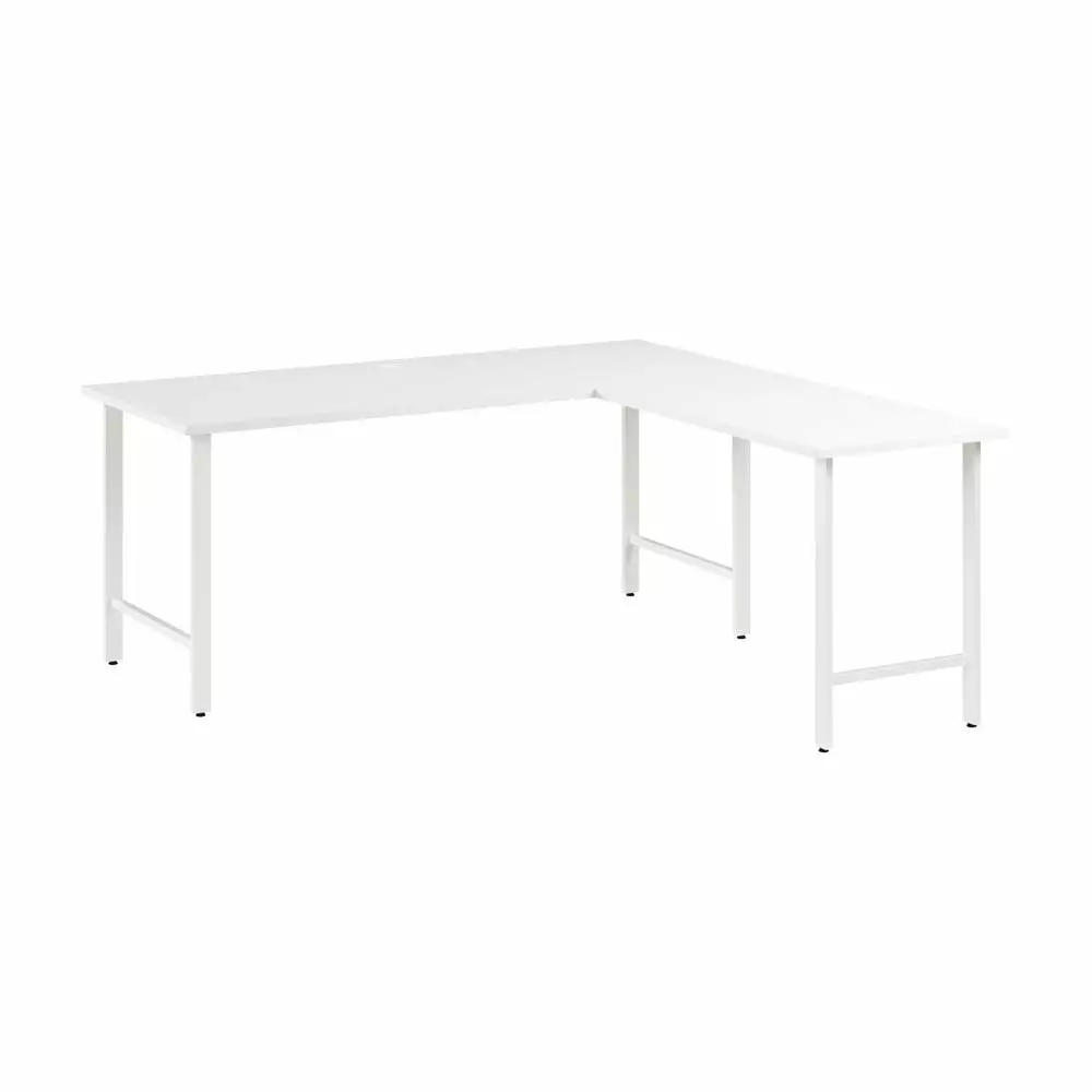 Hustle 72W L Shaped Computer Desk White Engineered Wood Metal Legs Bush Business Furniture