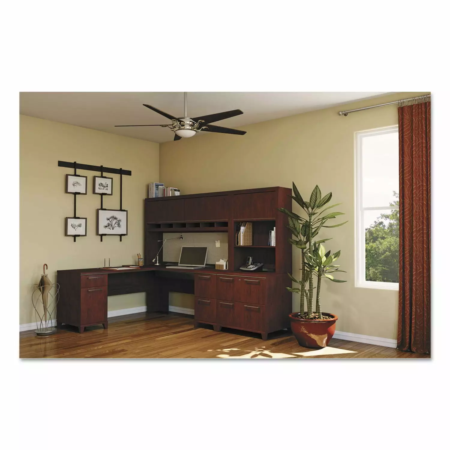 Bush Business Furniture L-Desk Harvest Cherry - 70x70 Inch Large Office Desk Sturdy Construction Bush Furniture