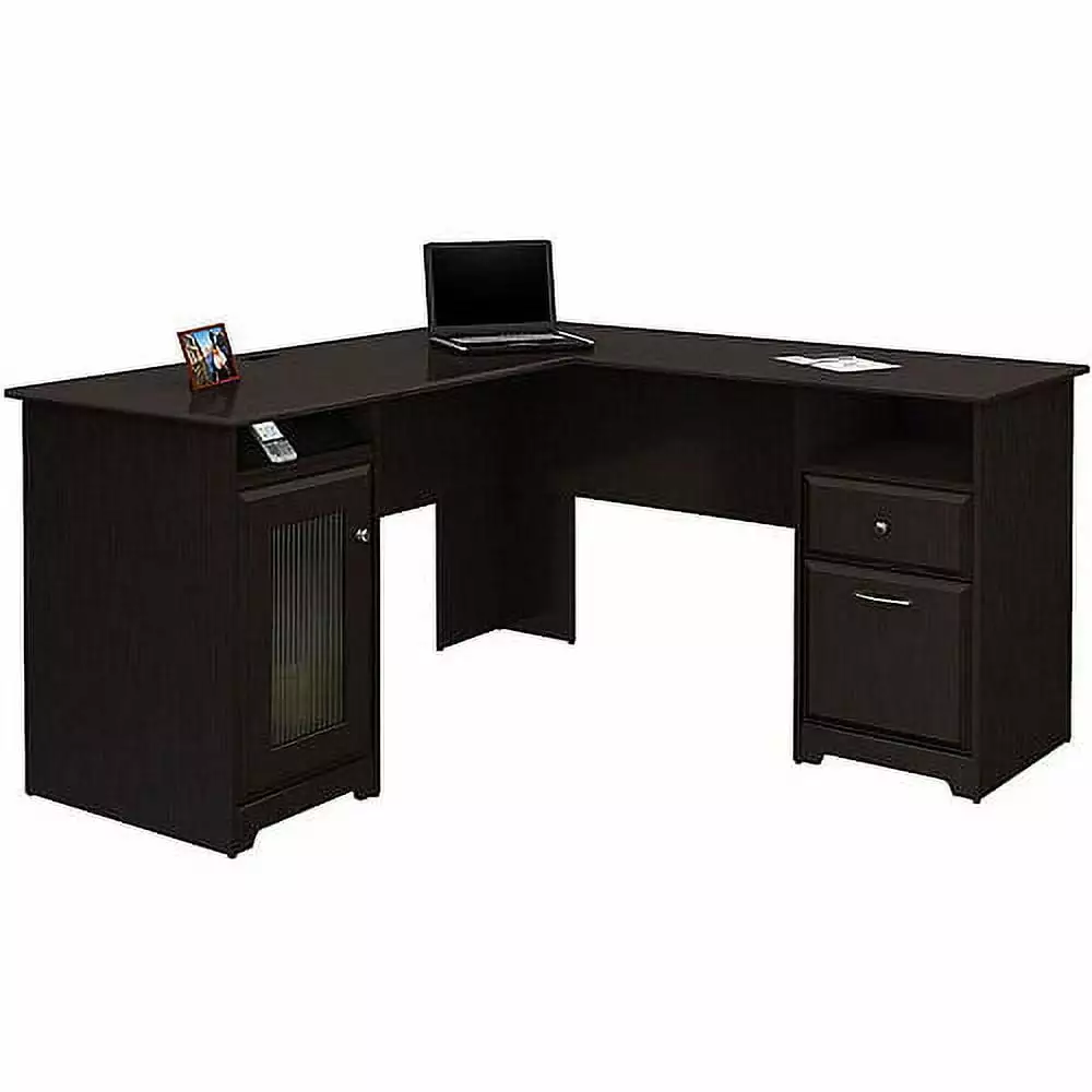 Bush Cabot L Shaped Computer Desk 4-Port USB Hub Modern Workspace Bush Furniture