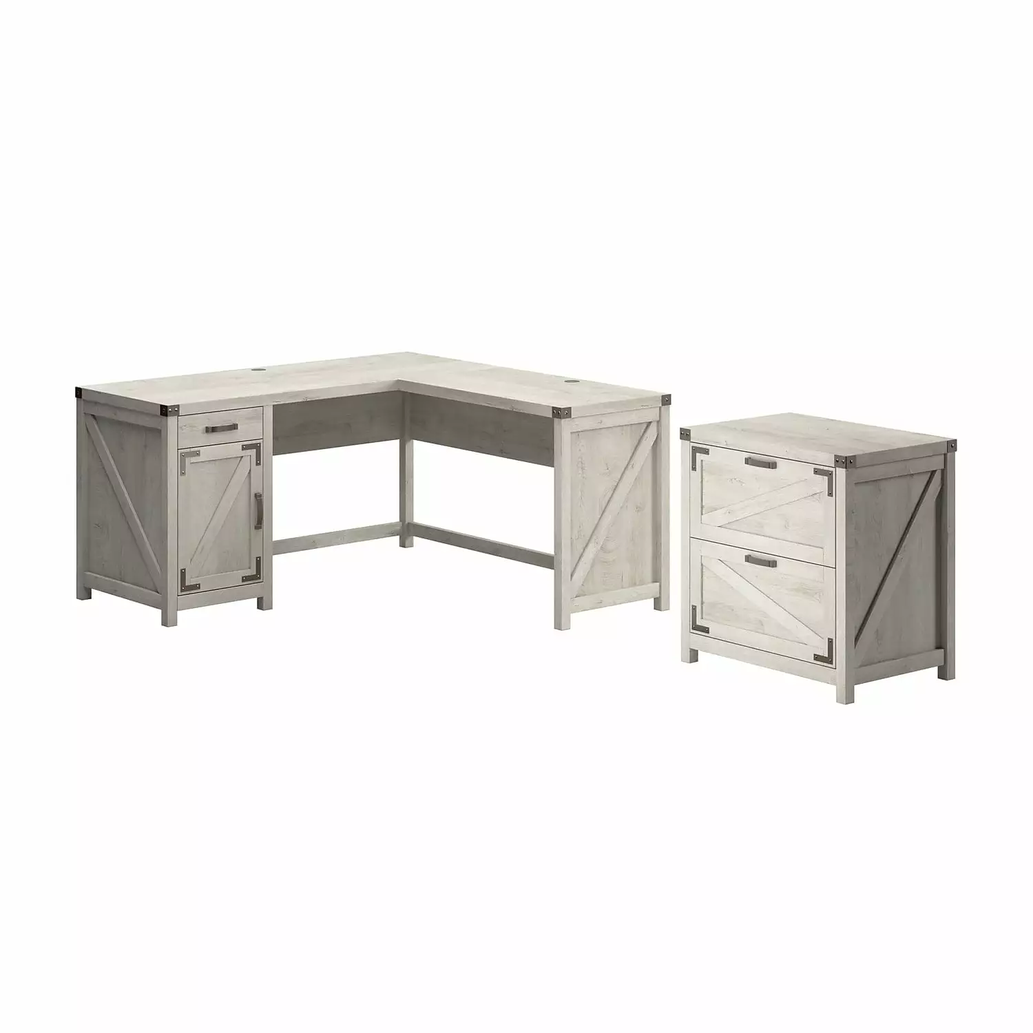 Bush Furniture Knoxville 60W L Shaped Desk File Cabinet Cottage White