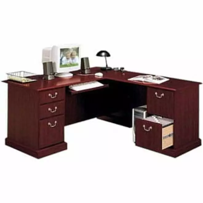 Bush Furniture Saratoga L Shaped Computer Desk Harvest Cherry - Office Desk