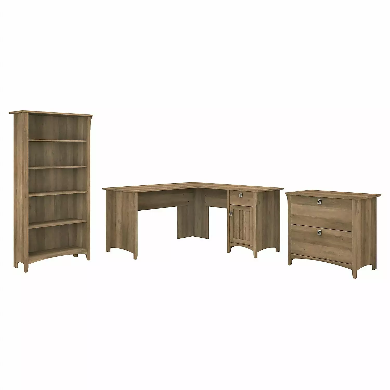 Salinas L Desk File Cabinet & Bookcase Reclaimed Pine - Engineered Wood Office Set Bush Furniture