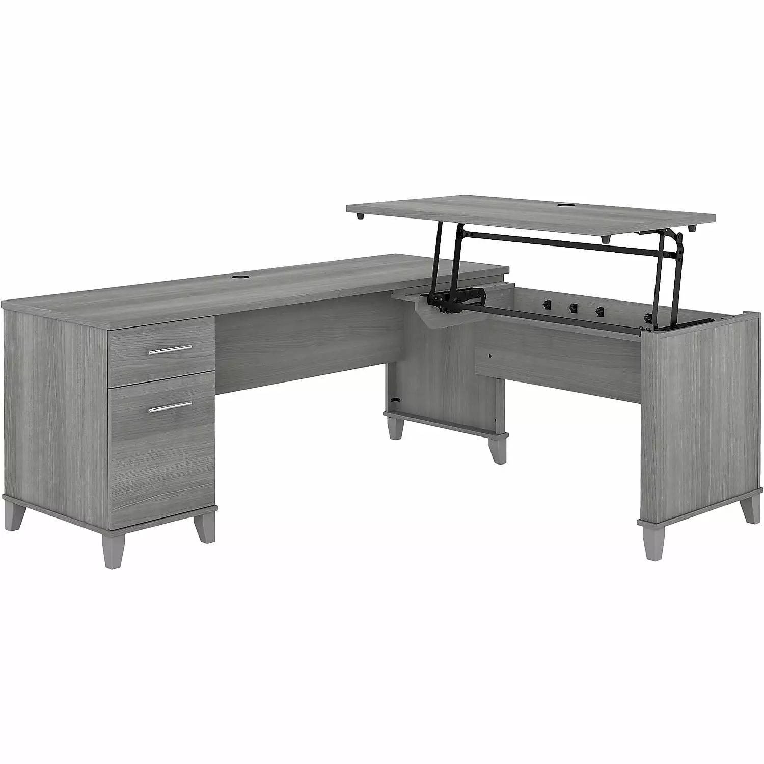 Somerset 72W Sit to Stand L Shaped Desk Platinum Gray - Adjustable Height Desk Bush Furniture