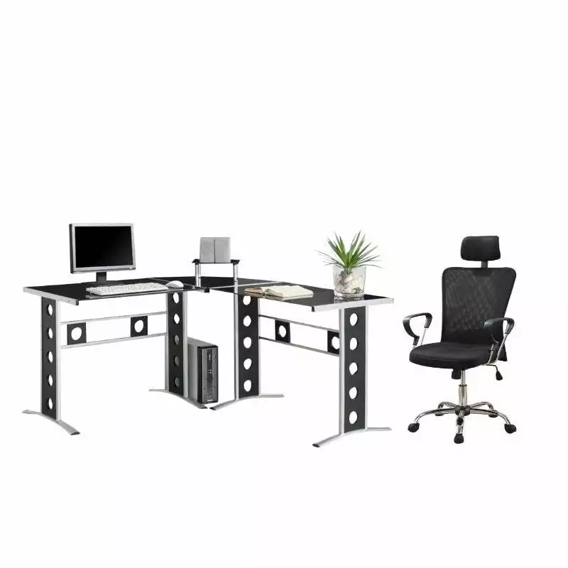 Coaster 2PC Office Set Chair and L-Shape Computer Desk Black Modern Furniture Coaster Company