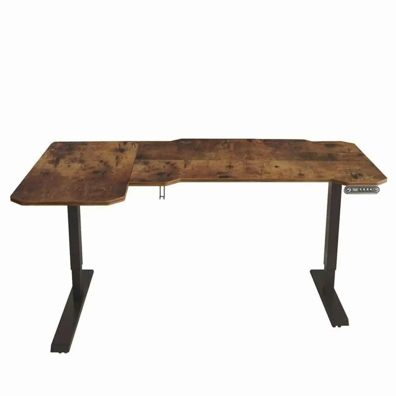 59 Inch Adjustable Brown and Black L-Shape Standing Desk Fancy Fixtures