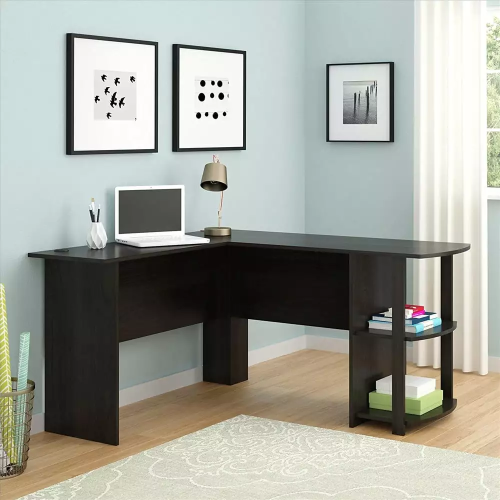 UBesGoo L Shaped Corner Computer Desk Workstation Laptop PC Table Dark Brown FCH