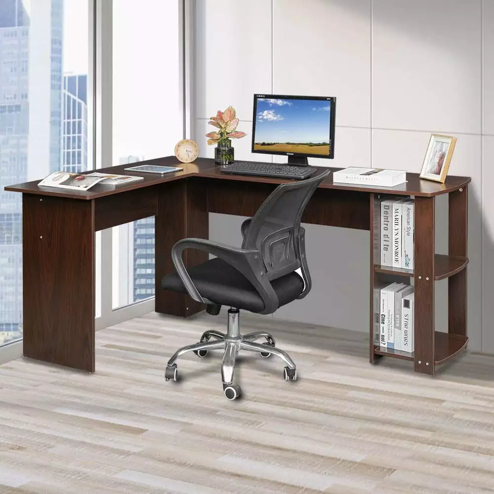 Zimtown L-Shaped Computer Desk Wooden Laptop PC Table Office Study Workstation FCH