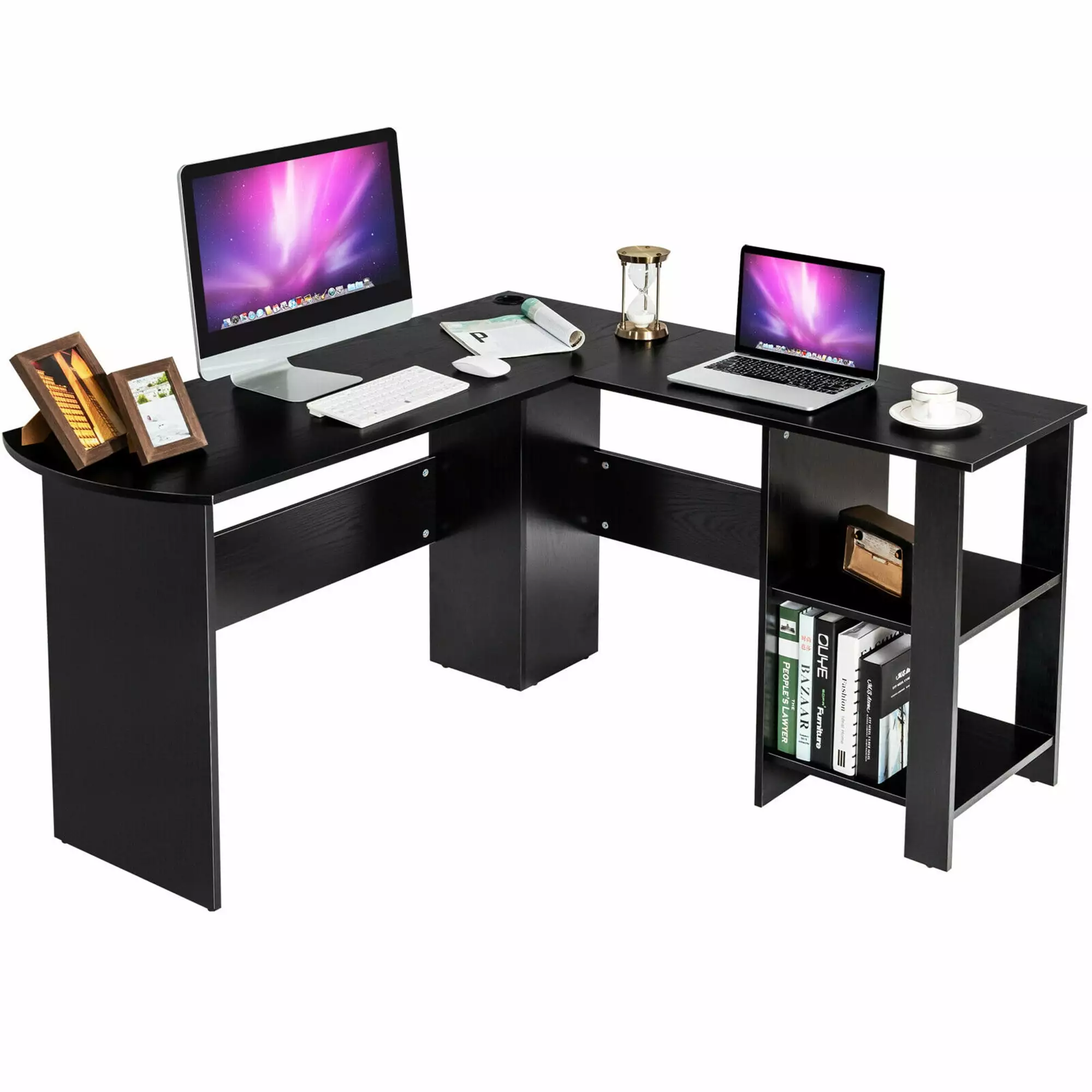 Gymax Modern L-Shaped Computer Desk Writing Study Office Corner Desk