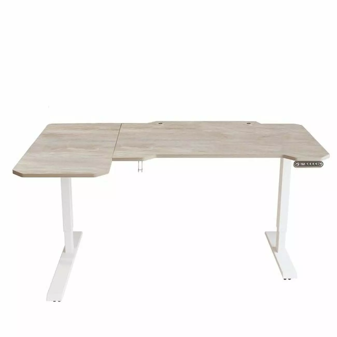 HomeRoots 59 Inch Adjustable Light Khaki and White L Shape Standing Desk