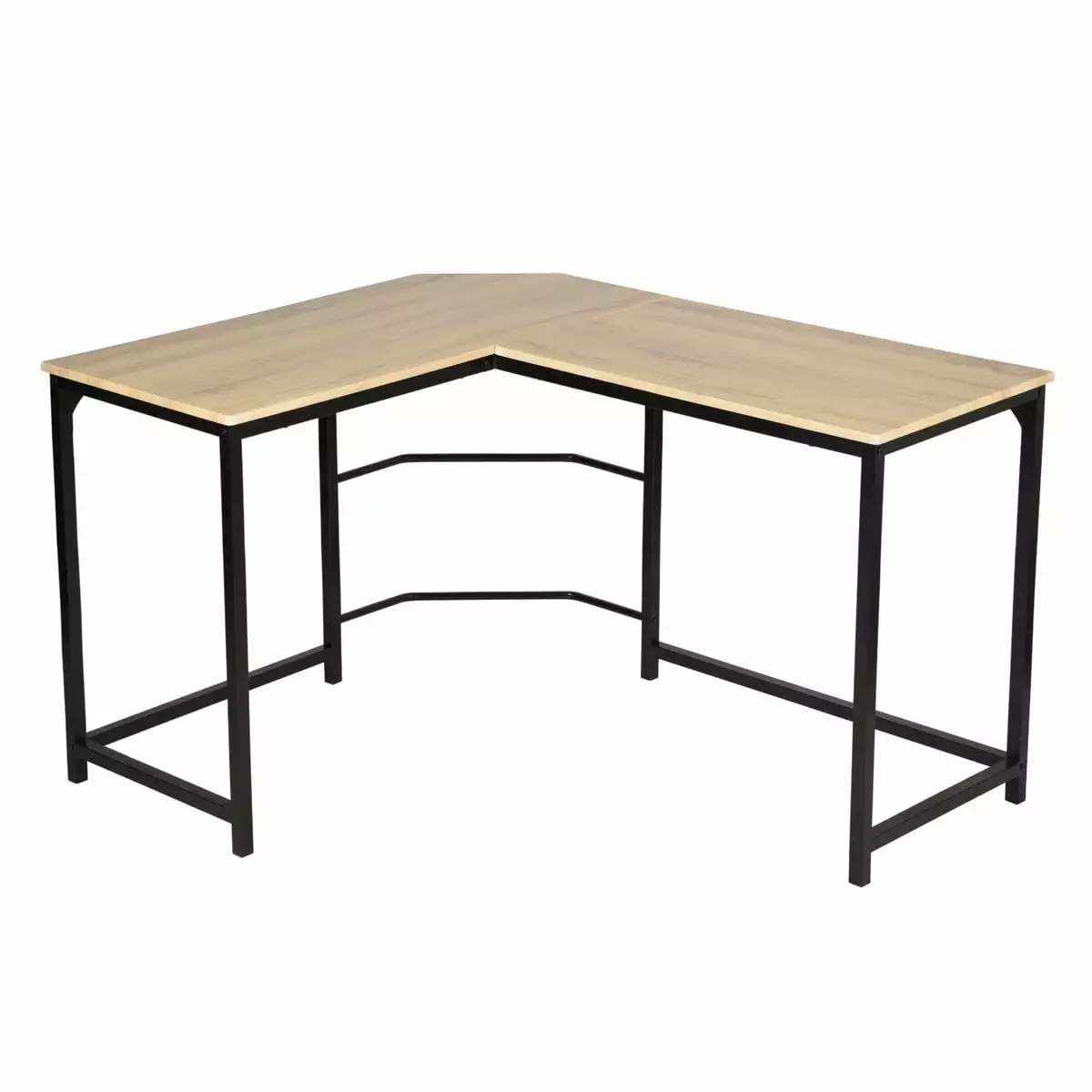 Homy Casa 50.4 Inch L-Shaped Computer Desk Vintage Corner Table Large Space Study Writing Desk Oak